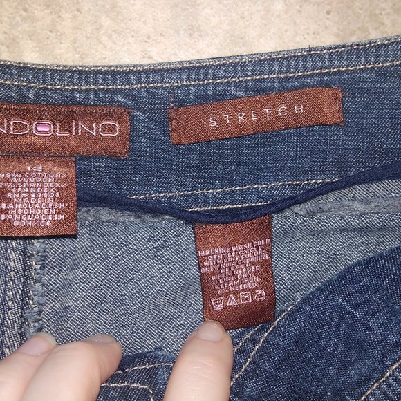 Womens Bandolino Stretch Jeans Sz 12 Denim Dark Wash Zipper Pockets Front Seam - Picture 3 of 8